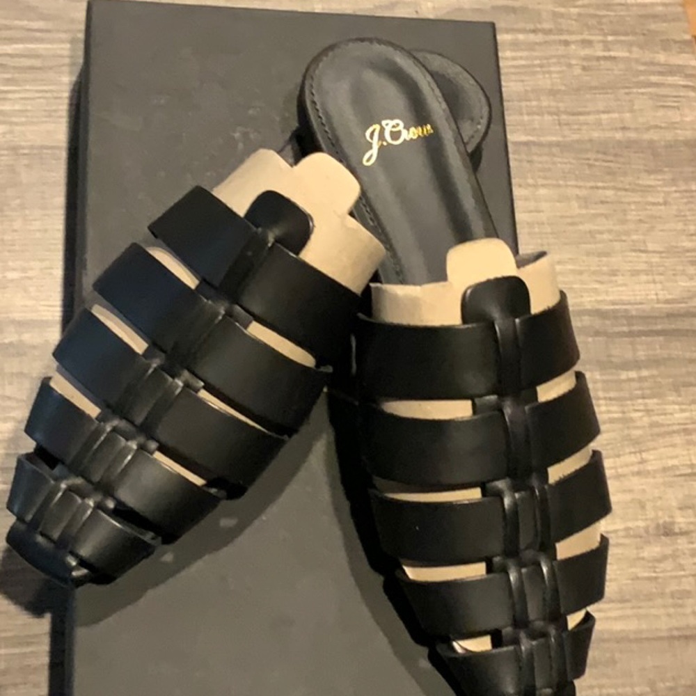 J. Crew Black Bennet strappy vachetta leather mules - Picture 3 of 3